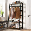 Industrial Wooden Clothes Rail Portable Scarf Cap Umbrella Hanging Garment Stand