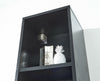 WALL MOUNTED TALL SHELF UNIT CUPBOARD CABINET WITH LED BLACK