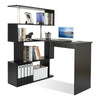 Mondeer L Shaped Computer Desk Corner Desk 360 Degree Rotatable Shelve Black