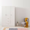 3 Door 3 Drawer Soft Close Wardrobe - Modern Bedroom Furniture Matte White UK