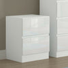 White Bedside Cabinet 2 Drawers. Gloss Fronts Matt Frame. Large Modern Design