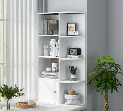 120cm Corner Bookshelf Cupboard Display Cabinet Bookcase Shelving Unit Home UK