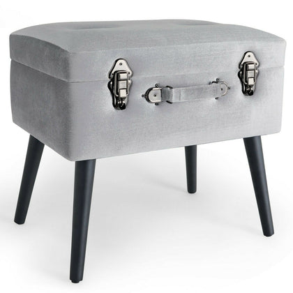 Beautify Silver Storage Stool Trunk Pouffe Footstool Ottoman Bedroom Chest Seat