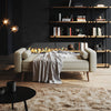 3 Seater Cream Sofa Bed Fabric New Foam Wood Legs Double Bed with 2 Cushions