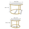 2pcs Marble Vein Round Coffee Tables Set Sofa Side Nested End Tables Living Room