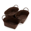 3X Seagrass Woven Storage Wicker Basket Fruit Box Tidy Organiser Resin Hamper UK