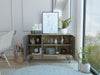 Sideboard or TV Stand Cabinet 3 Door Cupboard Bleached Pine & Stone Effect Doors