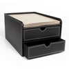 2 Drawer Faux Leather Home Office Desktop A4 Sturdy Stationary Storage Organiser