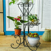 Slim Curve Shape Plant Stand Botanical Shelves 4 Square Pots Holder Room Garden