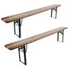 Outdoor Wooden Folding Beer Table Bench Garden Furniture Set Steel Trestle Legs
