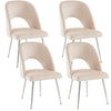 Dining Chairs Set of 4 Velvet Upholstered Padded Seat Metal Legs Chairs Beige