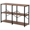 3-Tier Console Table Wodd Sofa Table Steel Frame Industrial Storage Shelf Brown