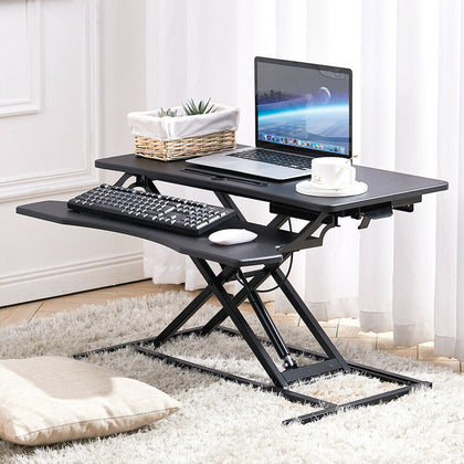 Height Adjustable Standing Desk Ergonomic Sit Stand-Up Computer Workstation Tray