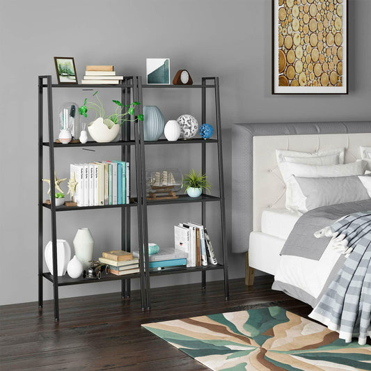 4Tier Ladder Shelf Storage Shelving Unit Bookcase Metal Rack Plant Display Stand