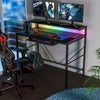 LED RGB Gaming Desk PC Computer Table Carbon Fibre Metal Racing Office Writing