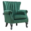 Retro Wing Back Armchair Fabric Upholstered Fireside Chair Wooden Queen Anne Leg