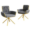 Set of 2 Velvet Dining Chair Swivel Chair Upholstered Armchair w/ Metal Legs HT