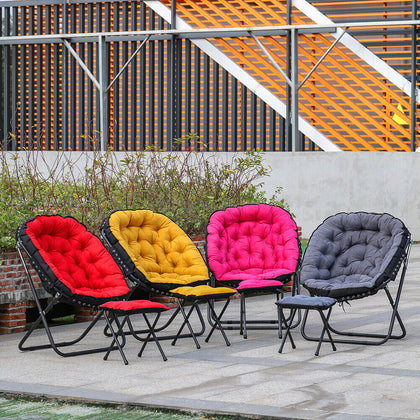 Moon Chair Folding Camping Chair with Footstool Sun Recliner Lazy Chair Outdoor