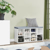 White Shoe Storage Bench Cabinet Soft Padded Seat Organiser Shelves Stand Rack