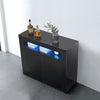 Sideboard Storage Matt Body&High Gloss Doors Buffet Cupboard Cabinet w/LED Black