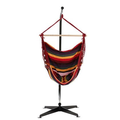 Portable Swing Chair Hanging Rope Hammock Patio Garden Canvas Seat C Frame Stand