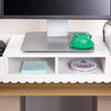 Computer Riser Monitor Stand Tidy PC Laptop Screen TV Desk Storage Rack White