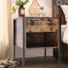 Rustic Effect Industrial Bedside Cabinet Wood Nightstand Side Table Drawer Shelf