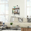 Industrial Wall Shelf Floating Shelving Unit 2 Layer Storage Rack w/Metal Bracke