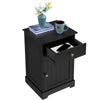 Bedside Table w/ Drawer & Door, Bedside Cabinet Nightstand,End Table White/Black