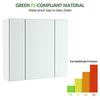 Bathroom Mirror Cabinet Wall-Mounted Storage with 3 Doors for Laundry Room White