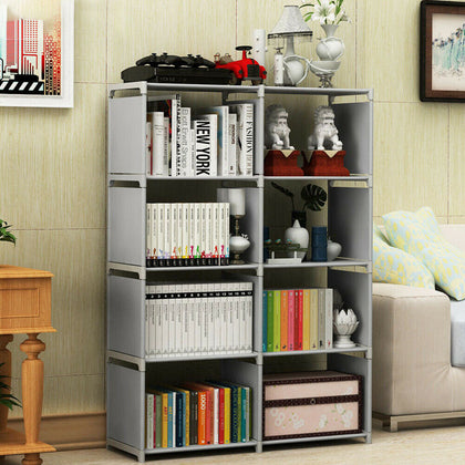 Kids Grey Bookcase Rack Storage Tidy Playroom Children Book Shelf Toys Organizer