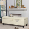 Storage Ottoman Bench Faux Leather Padded Seat Bed End Bench Hallway Long Stool