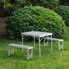 3pc Picnic Table Bench Set Foldable Portable Outdoor Garden BBQ Aluminum Alloy