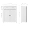 White Bthroom Floor Cabinet Storage Cupboard 1 Drawer 2 Doors Wooden 80x35x100cm