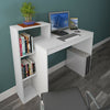 White Large Computer Desk With Bookcase Shelves Workstation Home Office PC Table