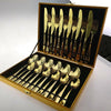 24pcs Cutlery Sets Luxury Copper Spoon Fork Teaspoon Kitchen Dining Flatware Kit
