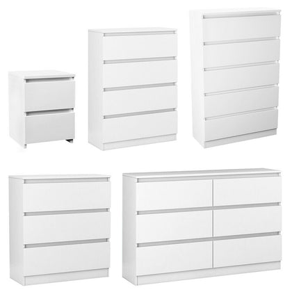 White Modern Bedside Table Cabinet Chest of Drawers 2 3 4 5 6 Drawer Bedroom