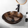 Tempered Glass Bathroom Sink Basin Countertop Wash Bowl with Tap Waste Cloakroom