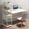 Corner Computer PC Desk Study Writing Table 4 Tier Bookshelf 2 Drawers Storage