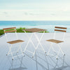 3 Pce Bistro Set Outdoor Garden Wood Metal Table Patio Furniture Folding Chairs