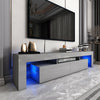 2M Large Grey TV Unit Stand LED Cabinet High Gloss 2 Long Storage Drawers Shelf