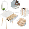 Wooden Dressing Table Modern Makeup Desk Dresser LED Lighted Mirror with Stool