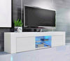 Modern TV Unit Small Cabinet Stand Gloss Doors 130cm with LED Lights Drawers