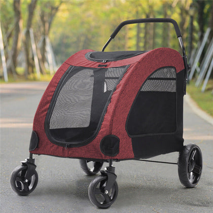 XXL Heavy Duty Dog Stroller Double Door Pet Trolley Carrier Cart Foldable Jogger