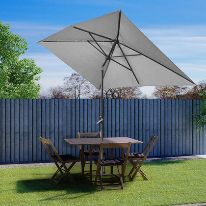 2x3M Outdoor Parasol Patio Sun Shade Garden Umbrella Crank Rectangular Grey