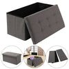 GREY LINEN FOLDING STORAGE OTTOMAN POUFFE SEAT FOOT STOOL STORAGE BOX UK