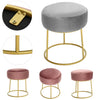 Round Vanity Bedroom Velvet Dressing Table Chair Stool Pouffe Metal Golden Leg