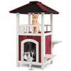 2-Tier Wooden Cat House Outdoor Cat Shelter Weatherproof Pet Hutch Asphalt Roof