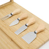 Large Natural Bamboo Cheese Board Set includes 4 Cheese Knives Cutting & Serving