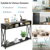 Console Table X-Shaped Sofa Side End Table w/2 Compartments & Storage Shelf